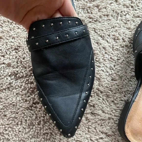 SOLD Faux leather black studded mules - Picture 2 of 6